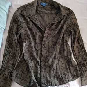Dark brown see through roses blouse